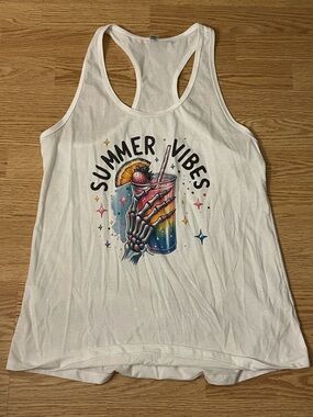 Next Level Apparel White Graphic 'Summer Vibes' Racerback Tank
